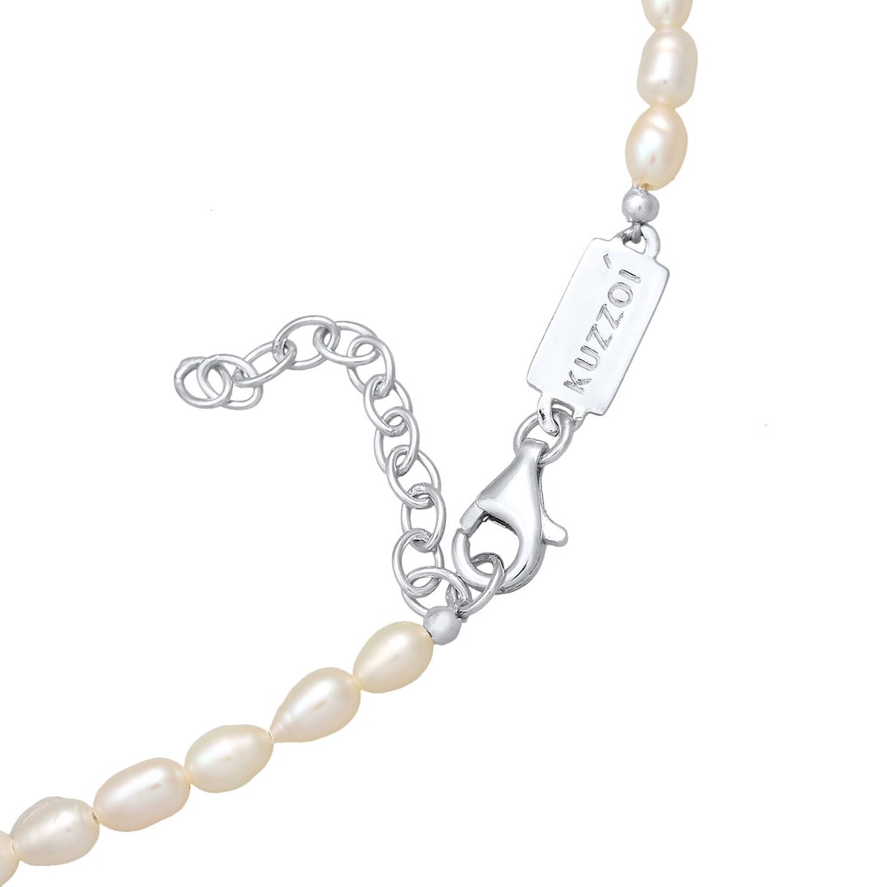 KUZZOI KUZZOI Collier Hommes Vintage Tendance Ovale avec perles d'eau douce en argent st collier