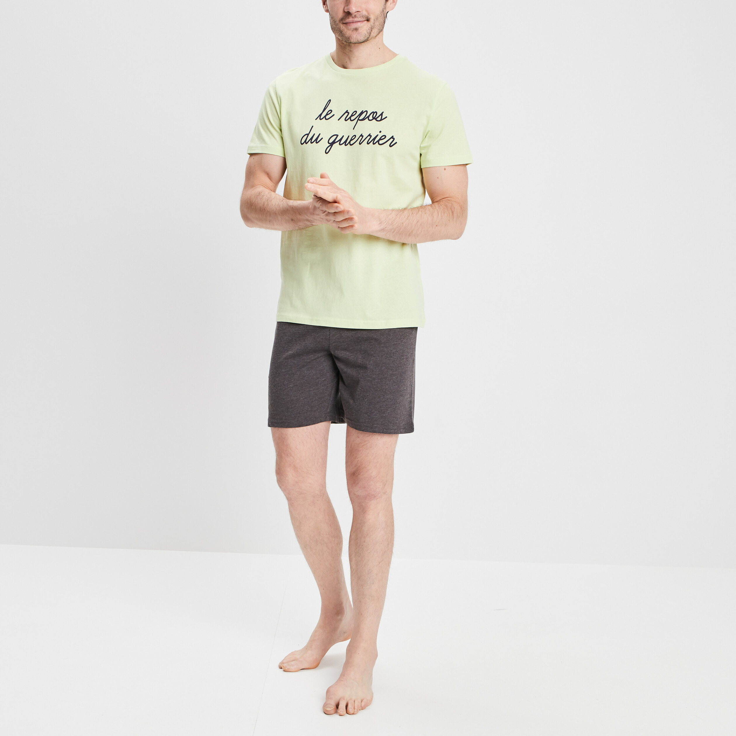 Ensemble pyjama 2 pièces vert anis homme | La Halle