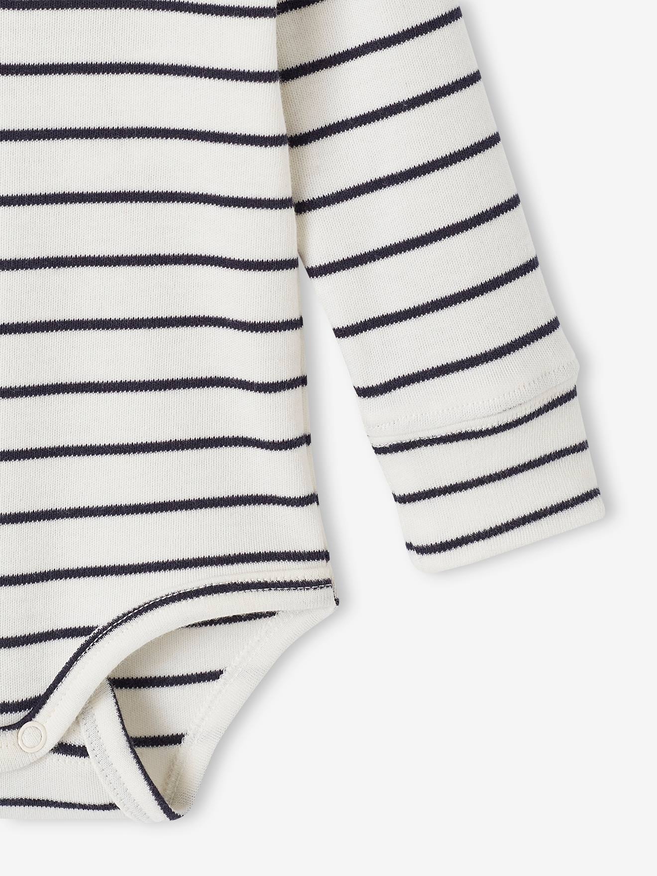 Vertbaudet Mitwachsender Baby Body, lange Ärmel Oeko-Tex - wollweiß