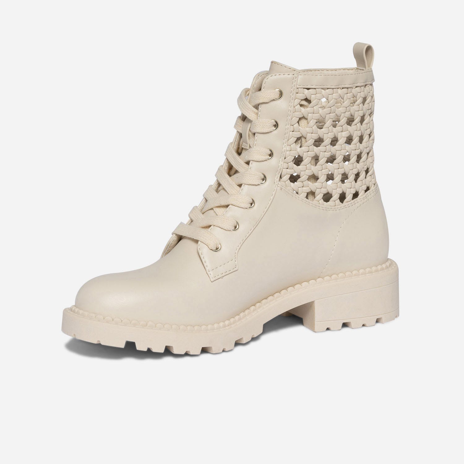Boots à lacet TEXTO beige détail cannage