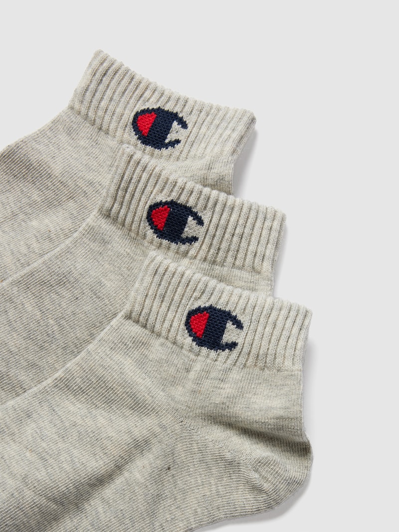 Sneakersocken mit Logo-Detail in mittelgrau meliert