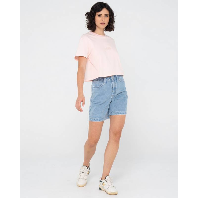 RUSTY RUSTY SCRIPT RELAXED FIT CROP TEE T-Shirt Damen