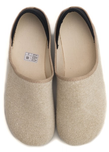 Gottstein ~ Leinen Slipper Slip-On Vegan ~ beige/schwarz