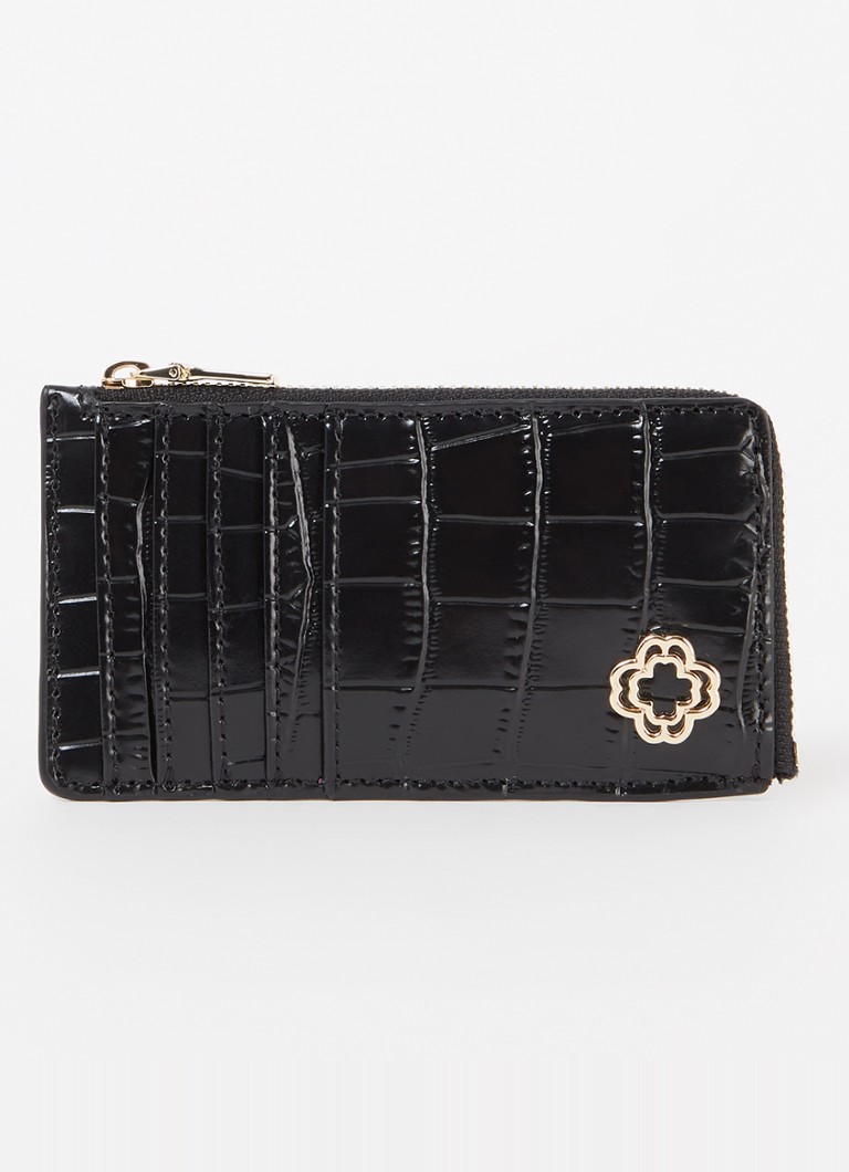 Maje Leather card holder with croc texture