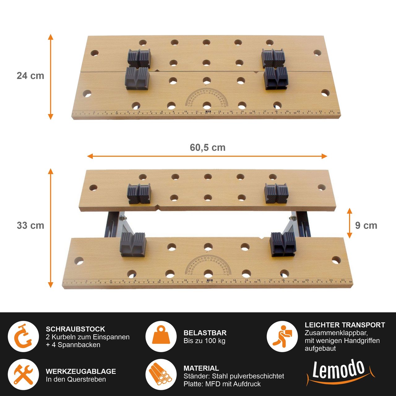 Lemodo Werkbank und Spanntisch, klappbar