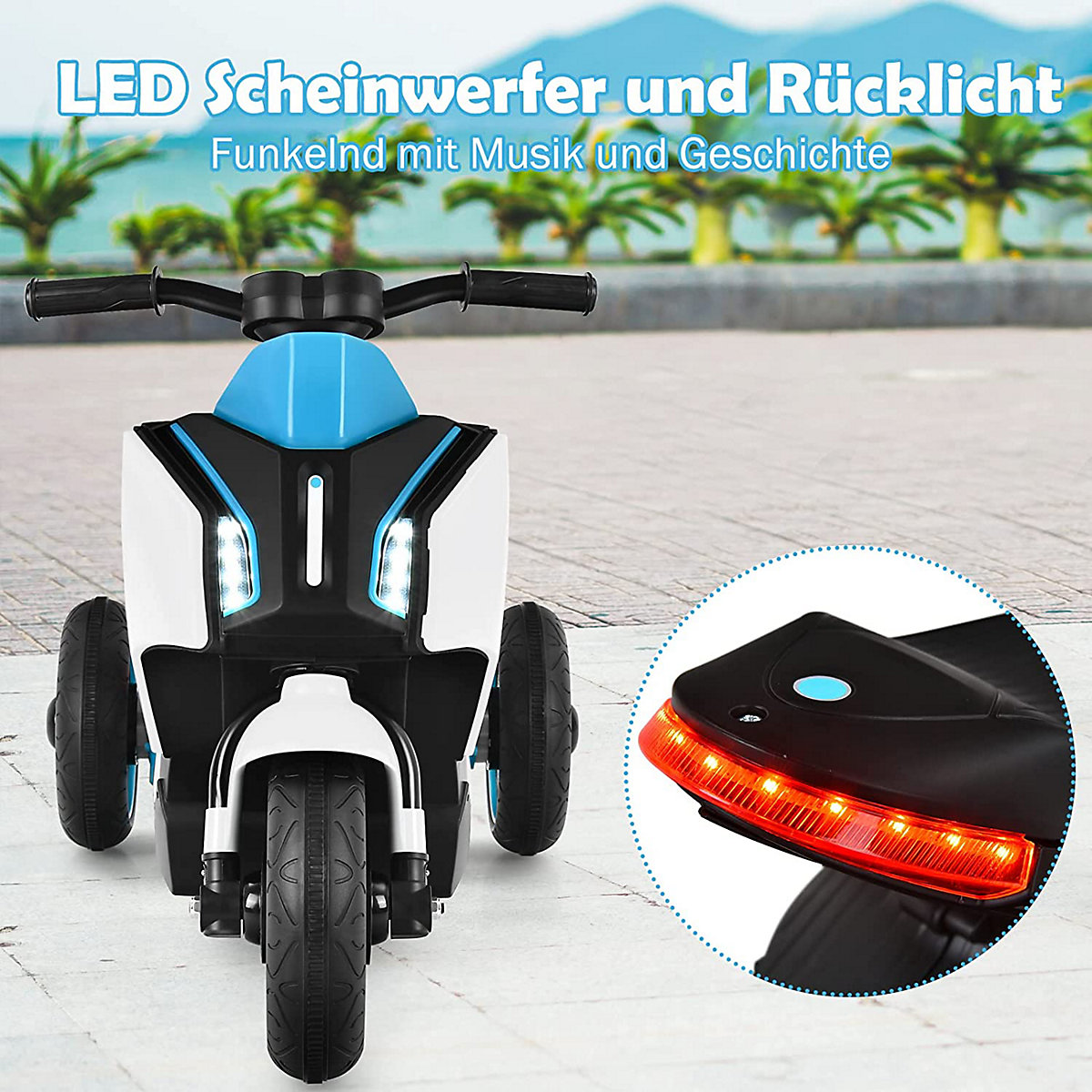 Motorrad Dreirädrig mit Scheinwerfer&Rücklicht