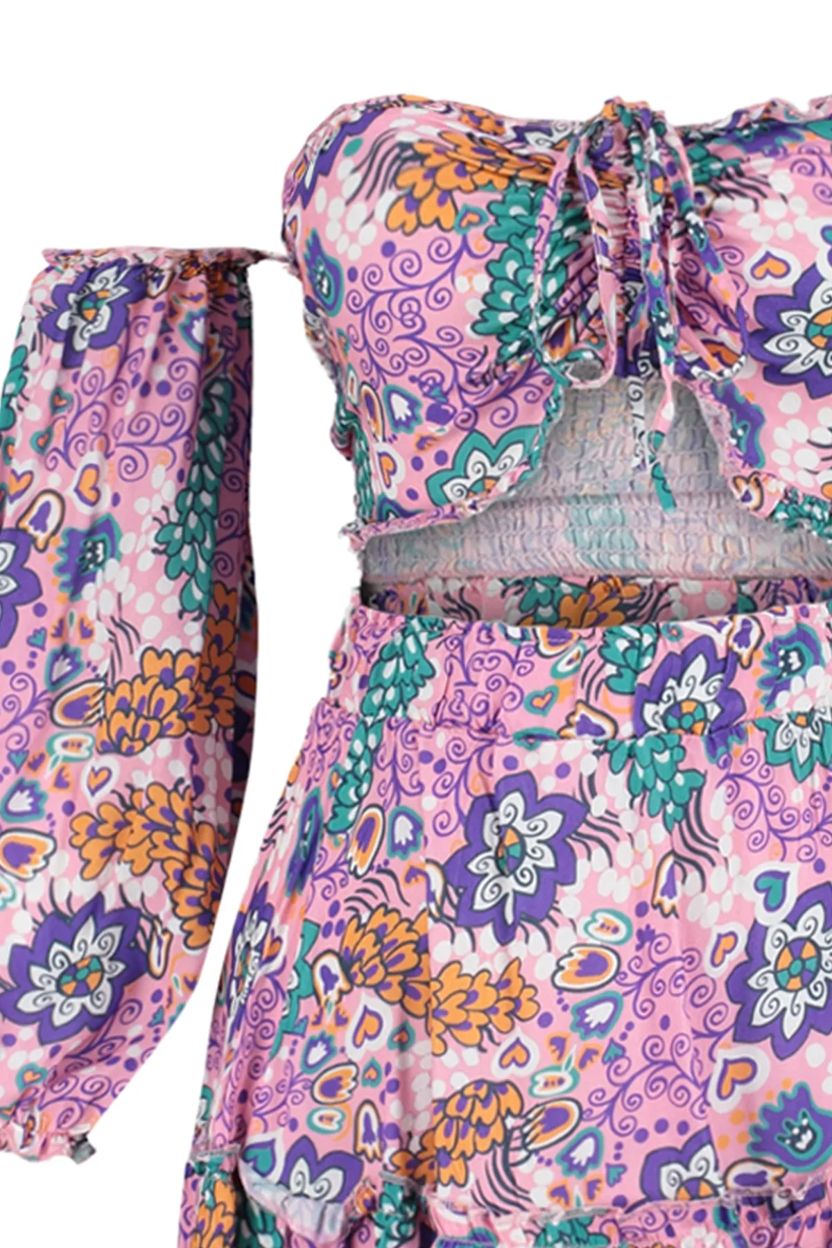 Trendyol Collection  Gewebtes Rüschenblusenrock-Set mit Blumenmuster TBESS21AU0539