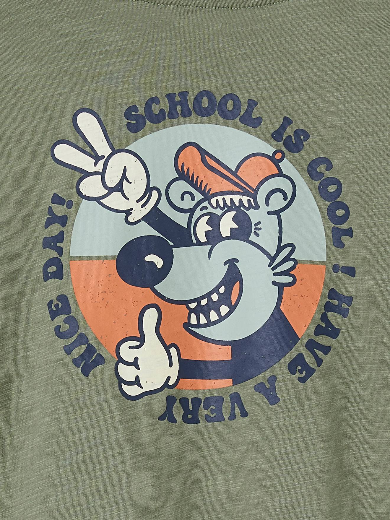 Vertbaudet Jungen Shirt, Motiv hinten - salbeigrün