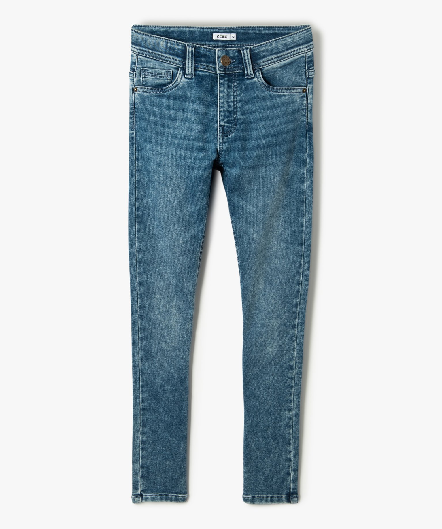 Jean Garçon coupe Skinny coloris délavé bleu | GEMO