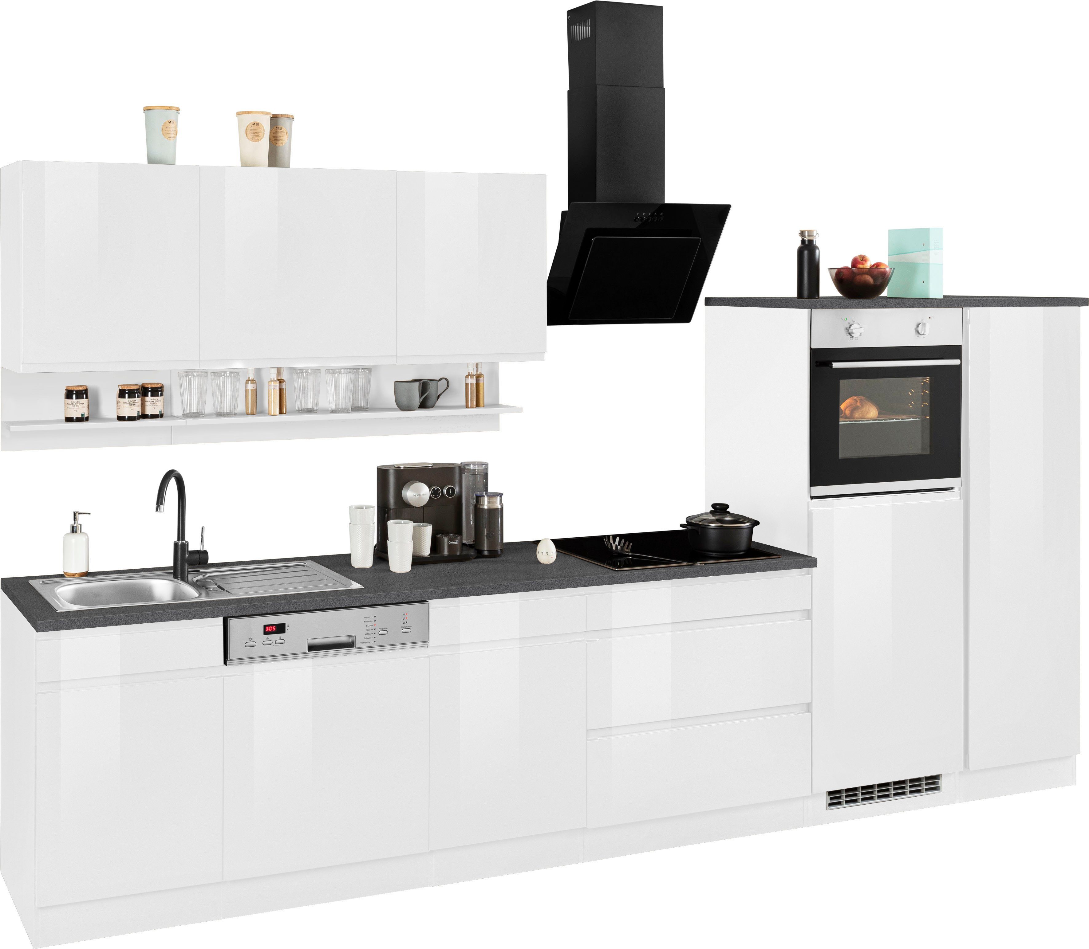 HELD MÖBEL Küche Virginia, Breite 350 cm, mit Glaskeramik-oder Induktionskochfeld