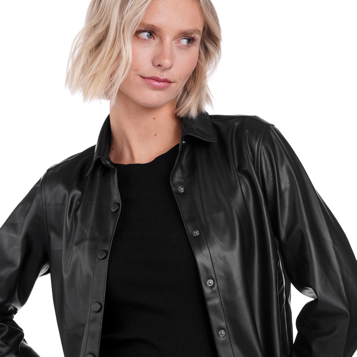 Damen Overshirt in Leder-Optik