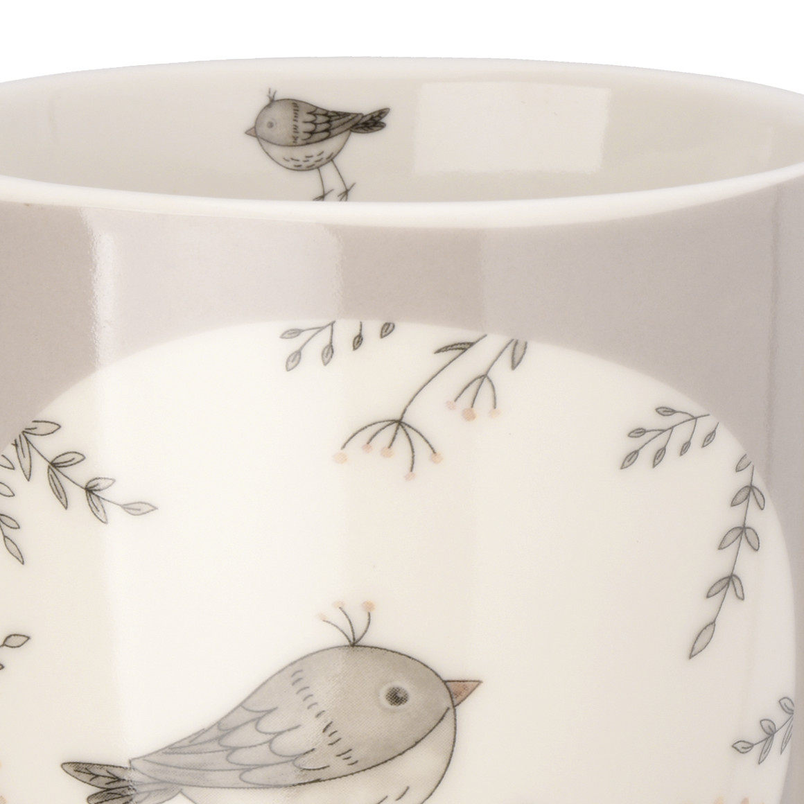 Jumbotasse mit Vogel-Motiv