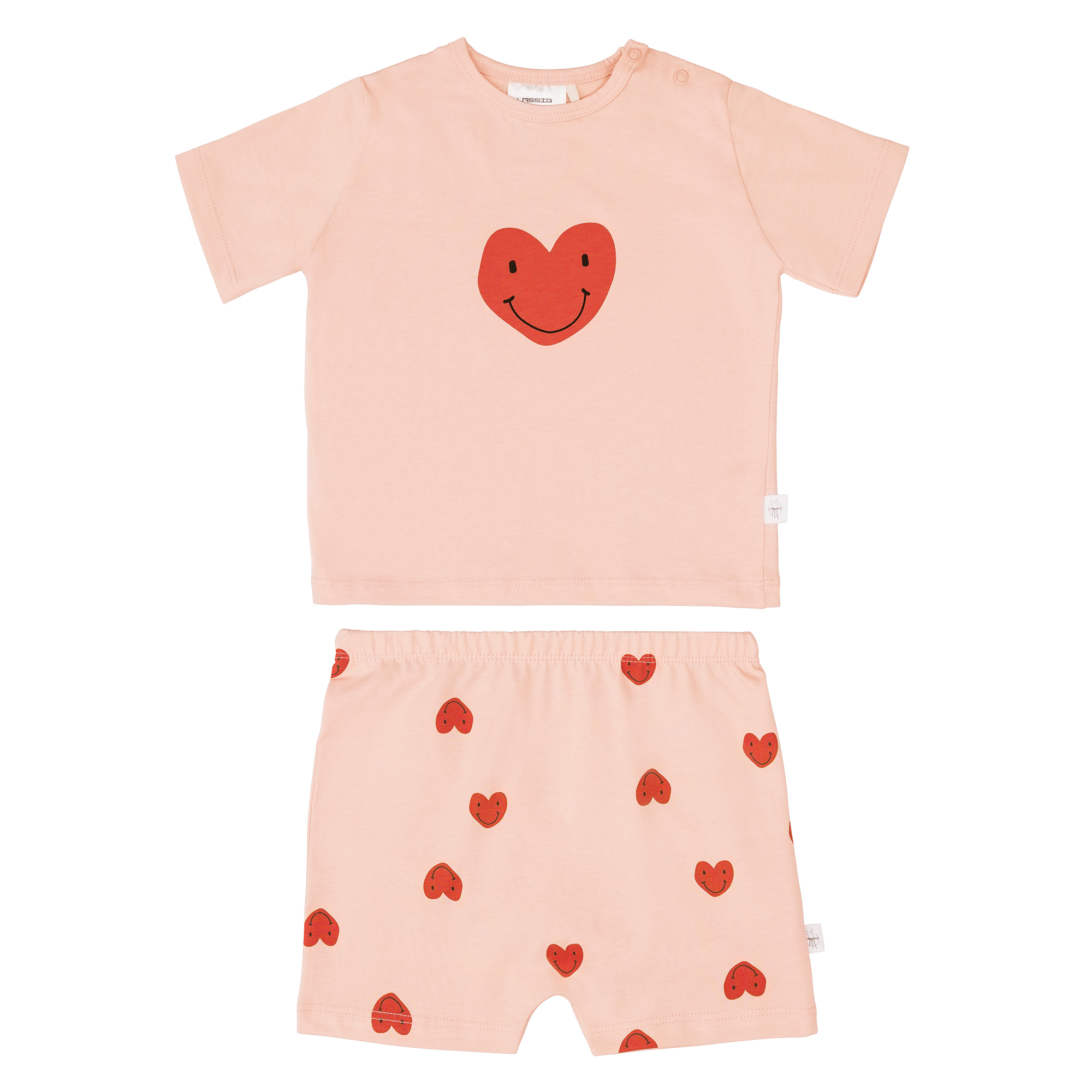 Kinder Pyjama Kurz - Bio Baumwolle, Herzen Rosa