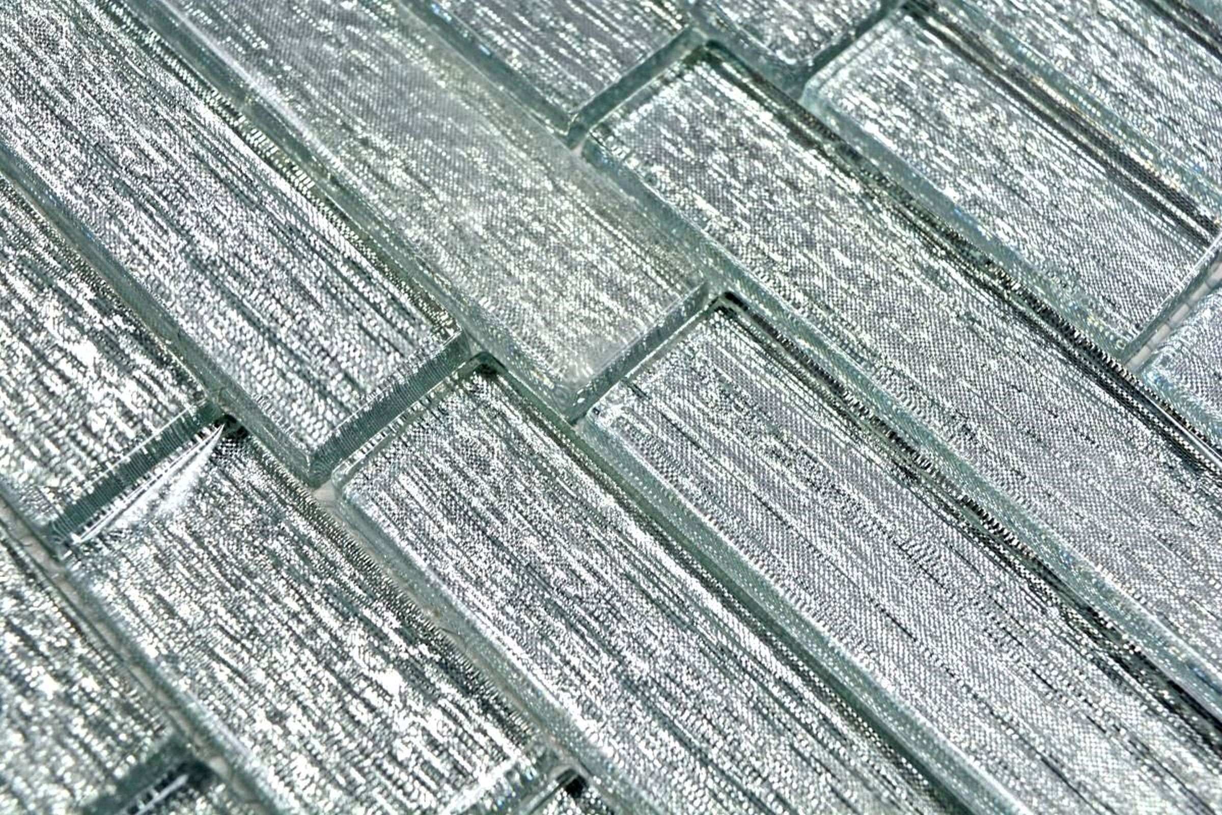 Mosani Mosaikfliesen Glasmosaik silber Mosaikfliese Fliesenspiegel Verbund Glasmosaik