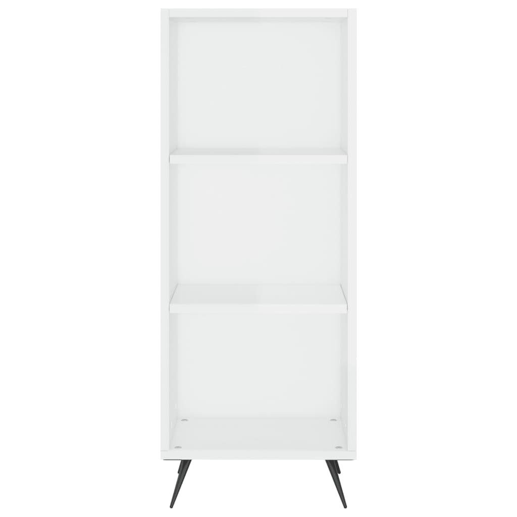vidaXL Anrichte Highboard Hochglanz-Weiß 34,5x34x180 cm Holzwerkstoff Glas Vitrine