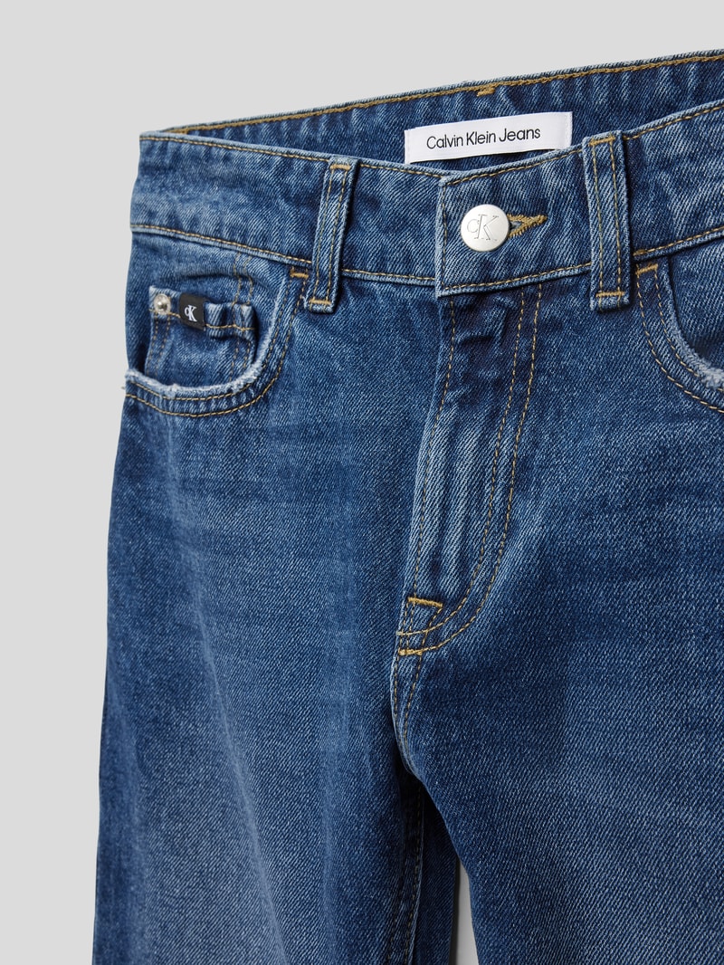 Straight Fit Jeans mit Label-Patch Modell 'OCEAN' in blau