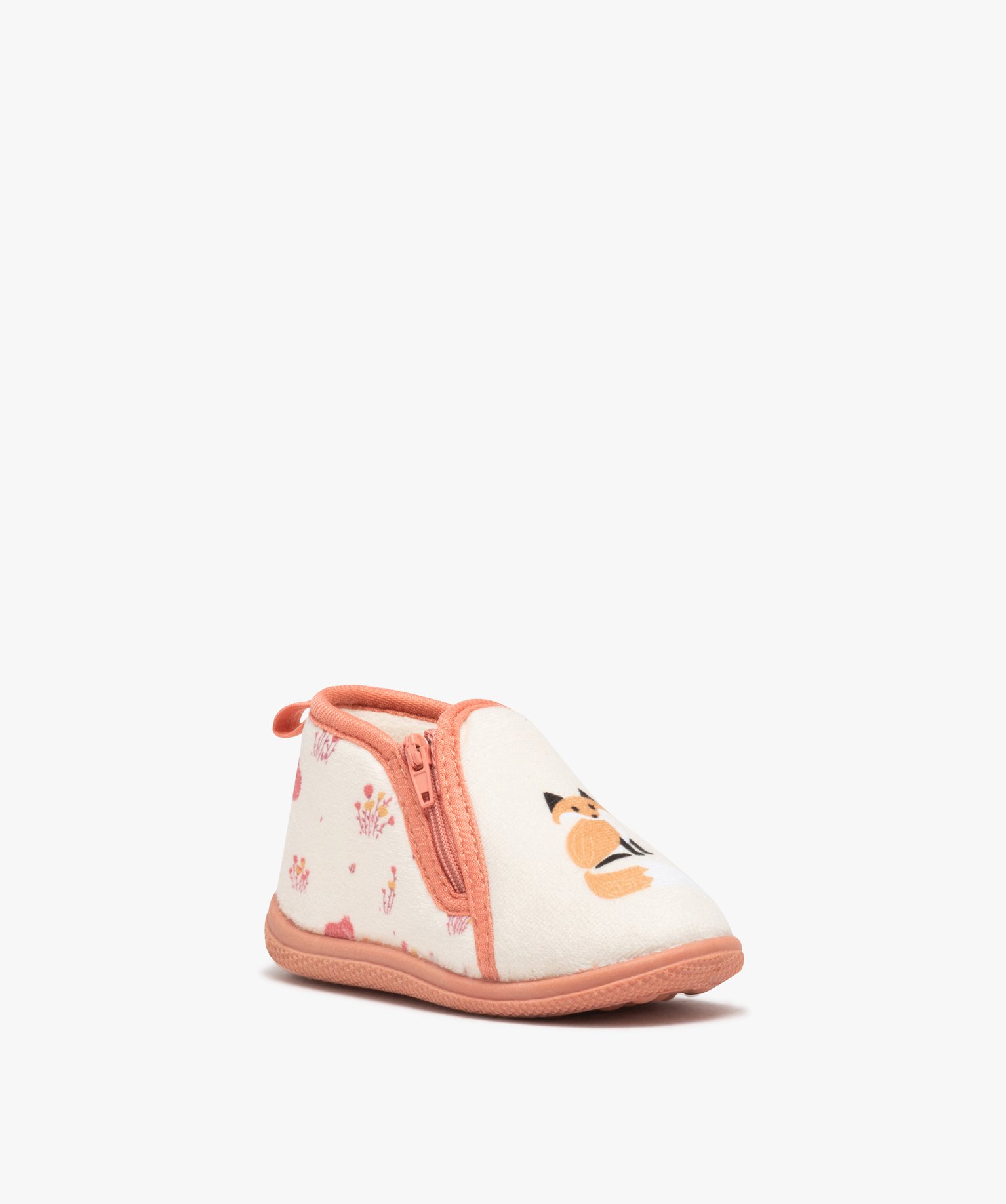 Chaussons bébé fille bottillons à zip imprimés renard rose | GEMO