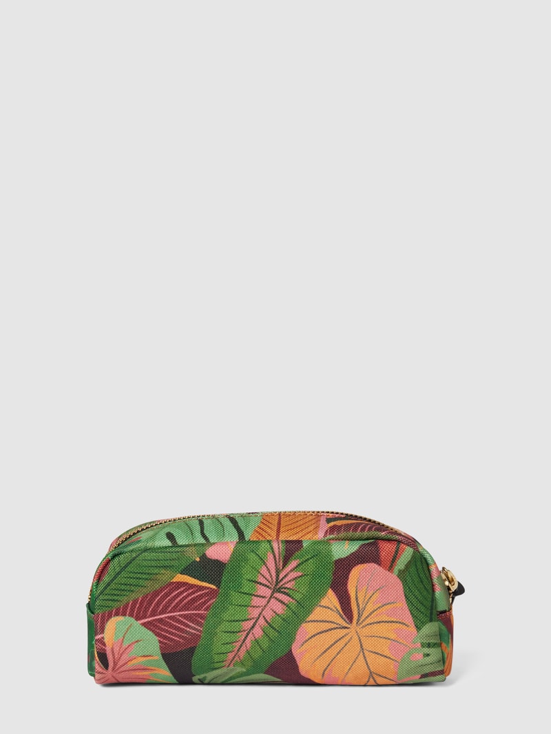 Kosmetiktasche mit Label-Patch Modell 'Mia' in olivgrün