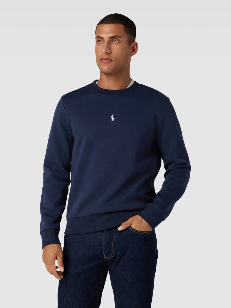 Sweatshirt mit Logo-Stitching in marineblau