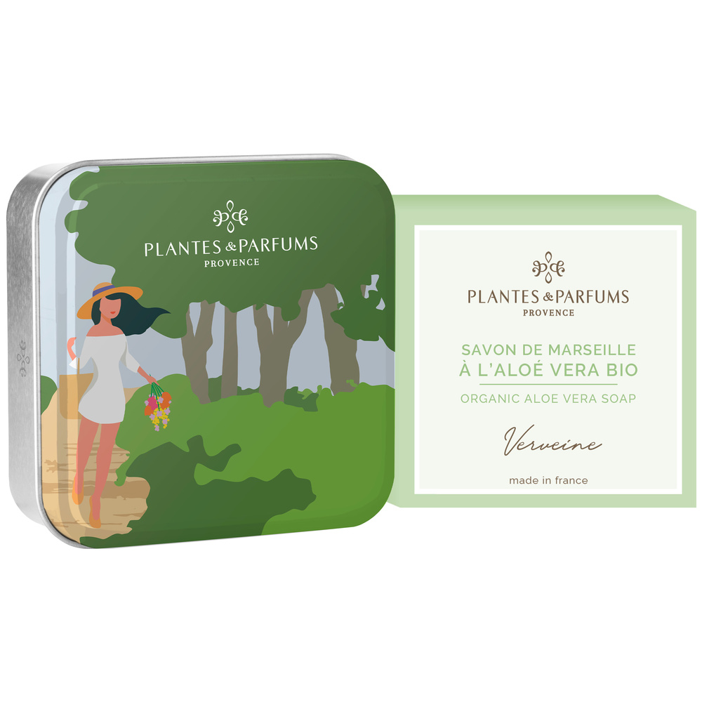 Plantes et Parfums Balade en Fôret avec savon Verveine Boîte Métal Carrée