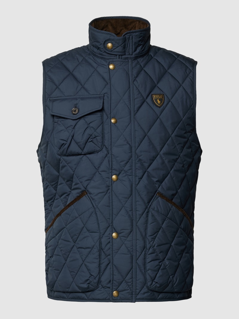 Steppweste mit Label-Patch Modell 'BEATON' in marineblau