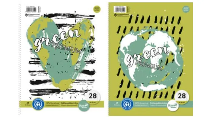 Ursus Green Premium Collegeblock A4 80 Blatt  Lineatur 28 sortiert