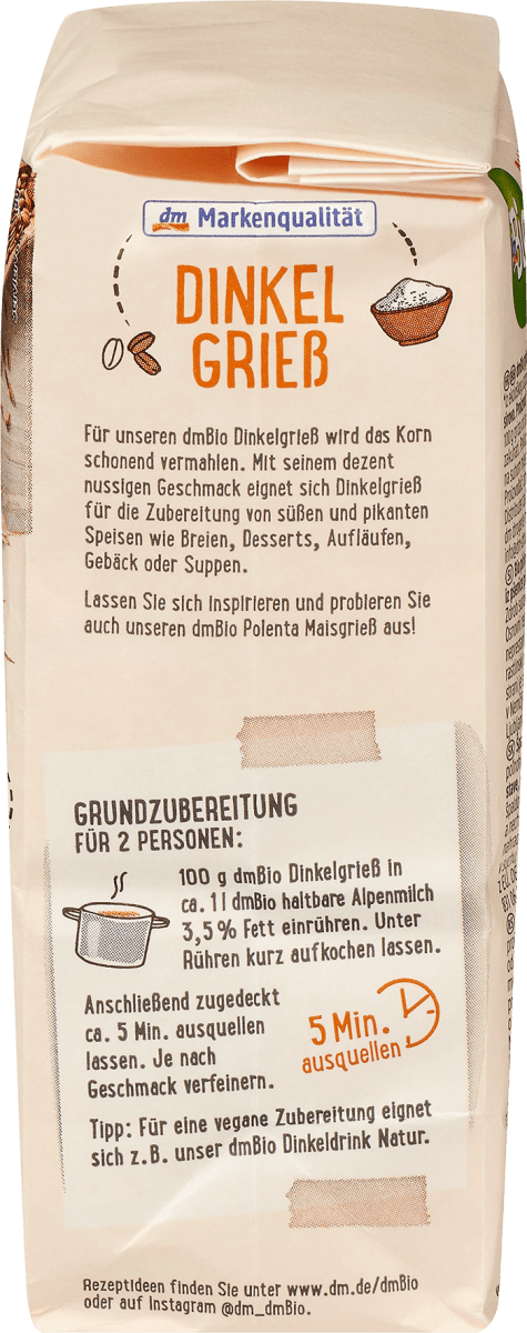 Grieß, Dinkel, Naturland, 500 g