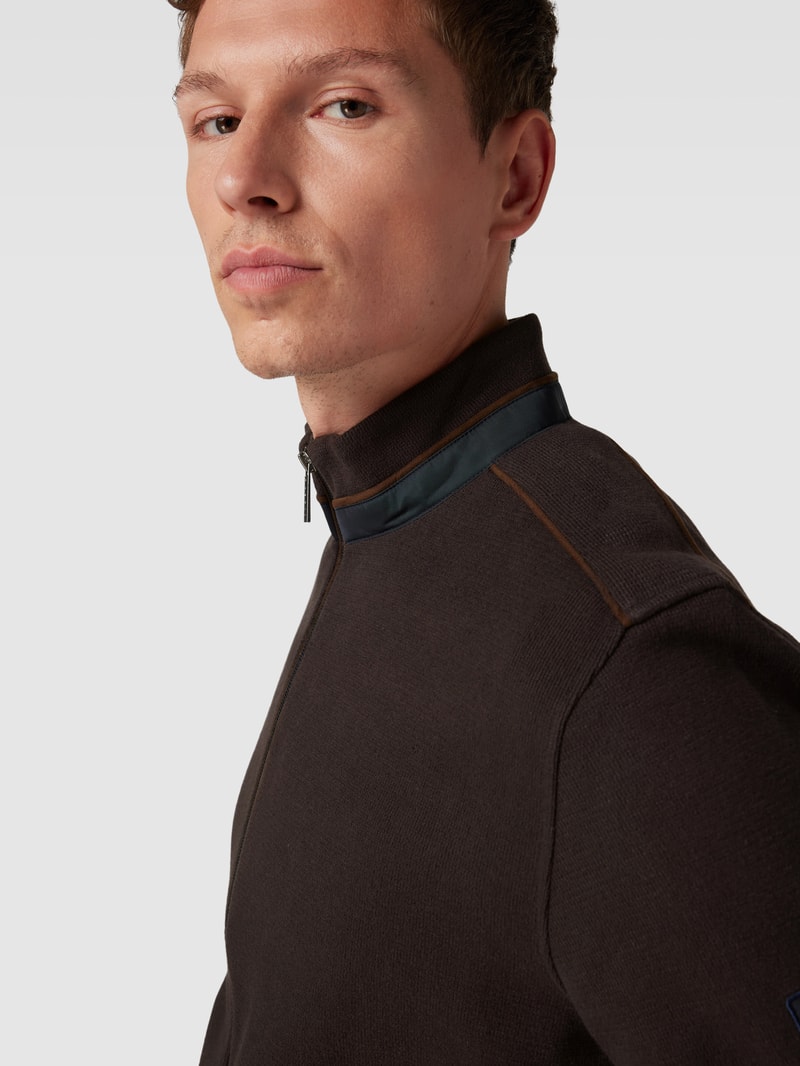 Sweatjacke mit Reißverschluss in dunkelbraun