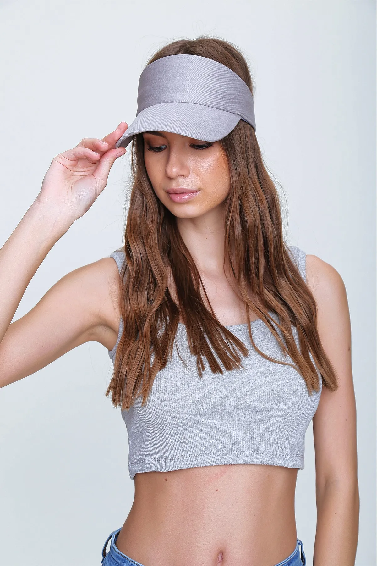 Trend Alaçatı Stili  Graue Tennismütze für Damen ALC-A2197