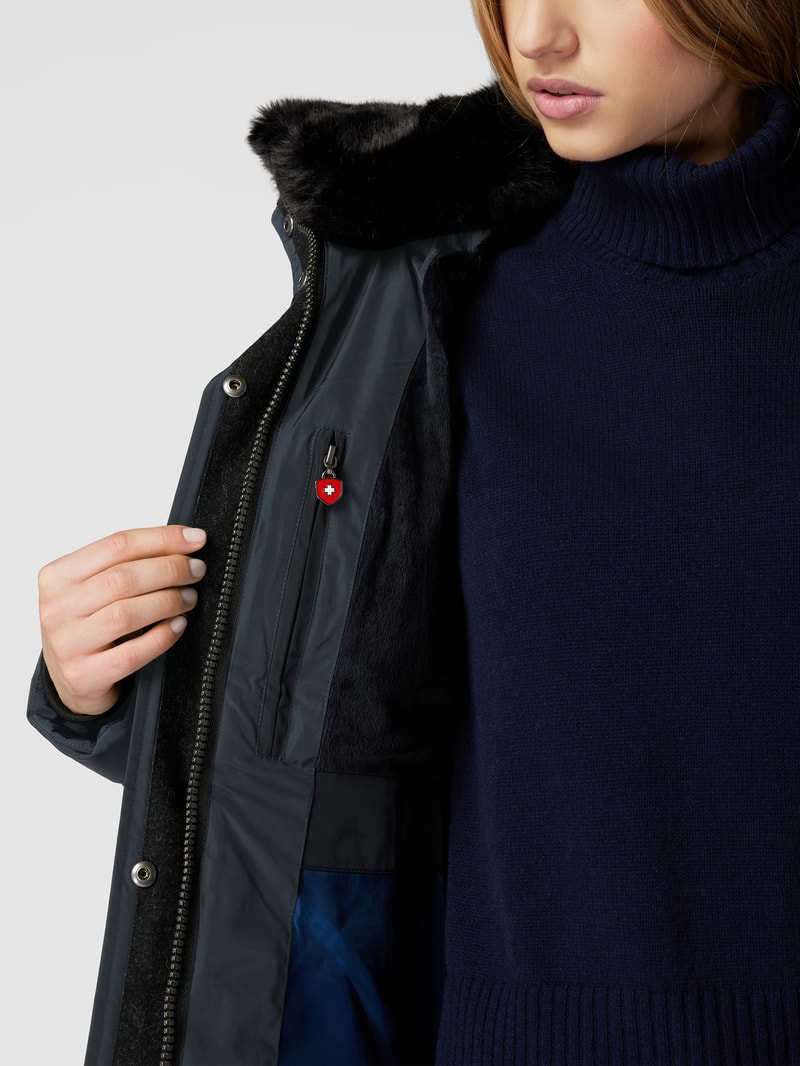 Funktionsjacke mit abnehmbarer Kapuze Modell 'Santorin Long' in marineblau