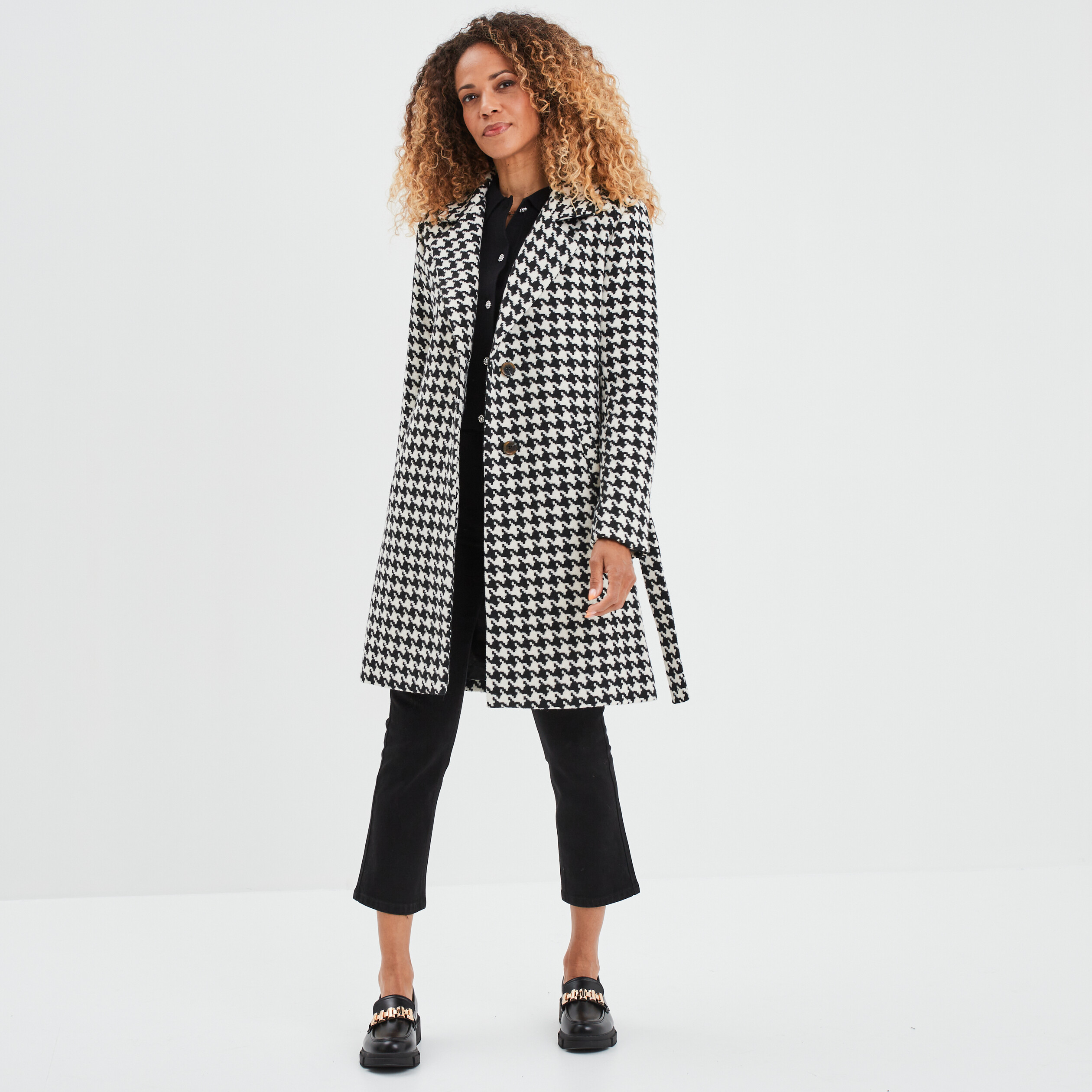 Jeans droit boutonné Liberto denim noir femme | La Halle