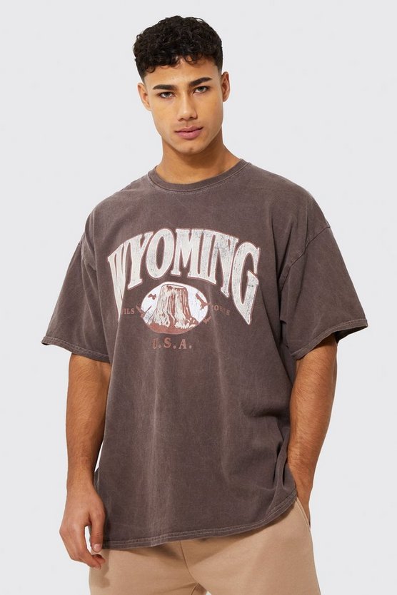 Oversize T-Shirt mit Wyoming-Print