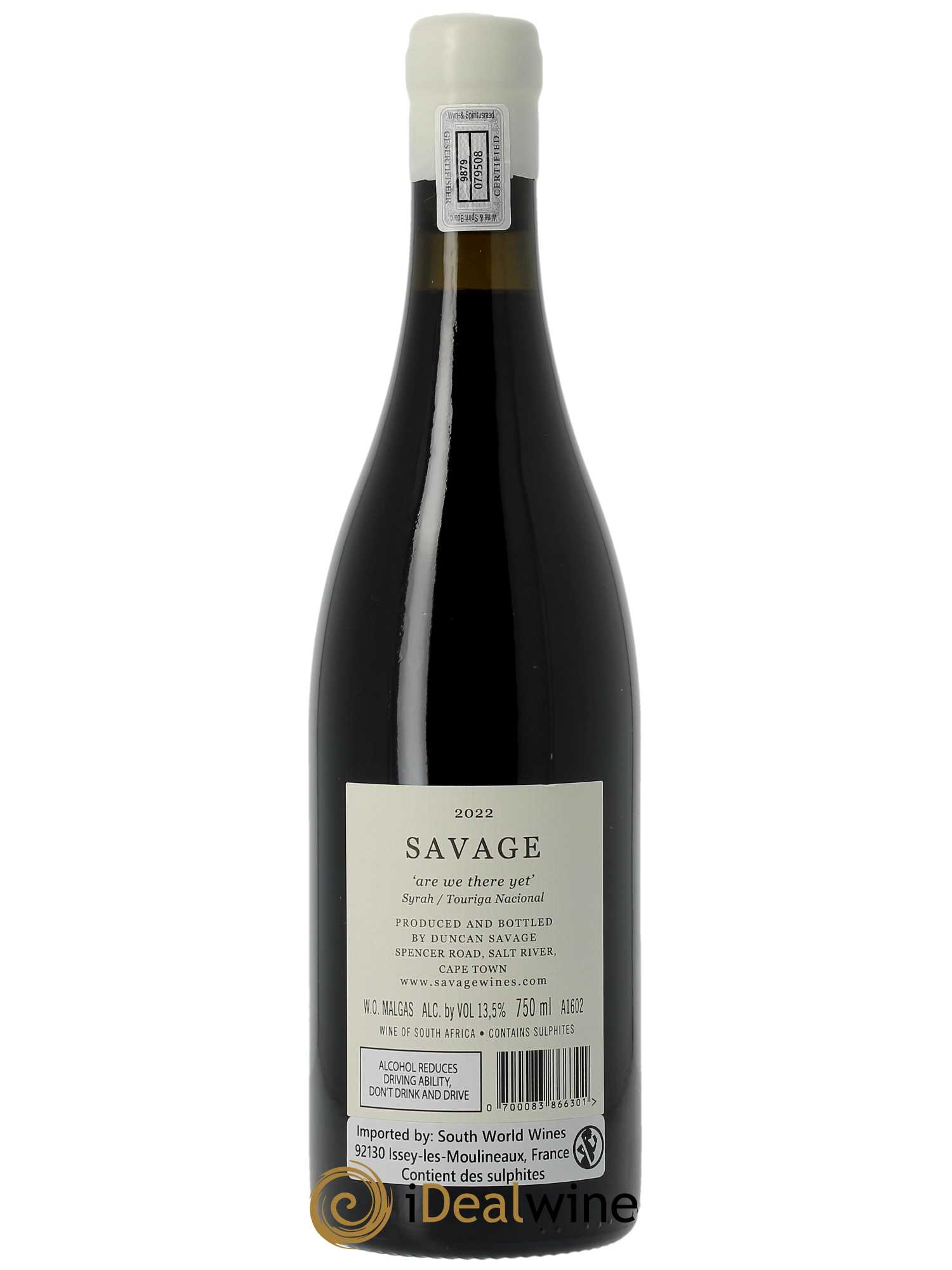 Western Cape Savage Are We There Yet  2022 - Lot de 1 Bouteille