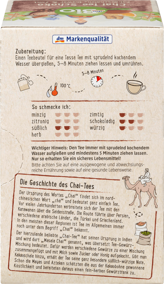 Gewürztee Chai Tee Schoko (20 Beutel), 40 g