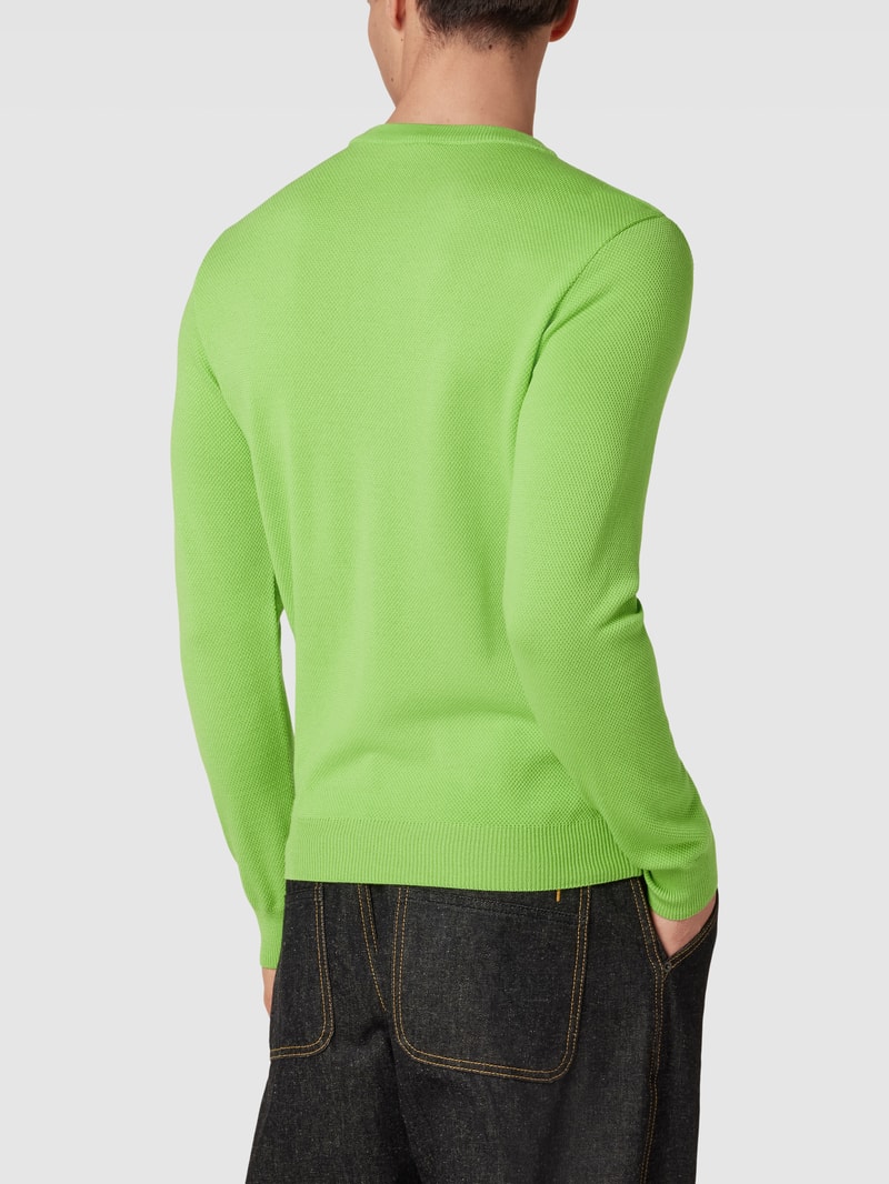 Strickpullover mit Label-Patch in neon grün