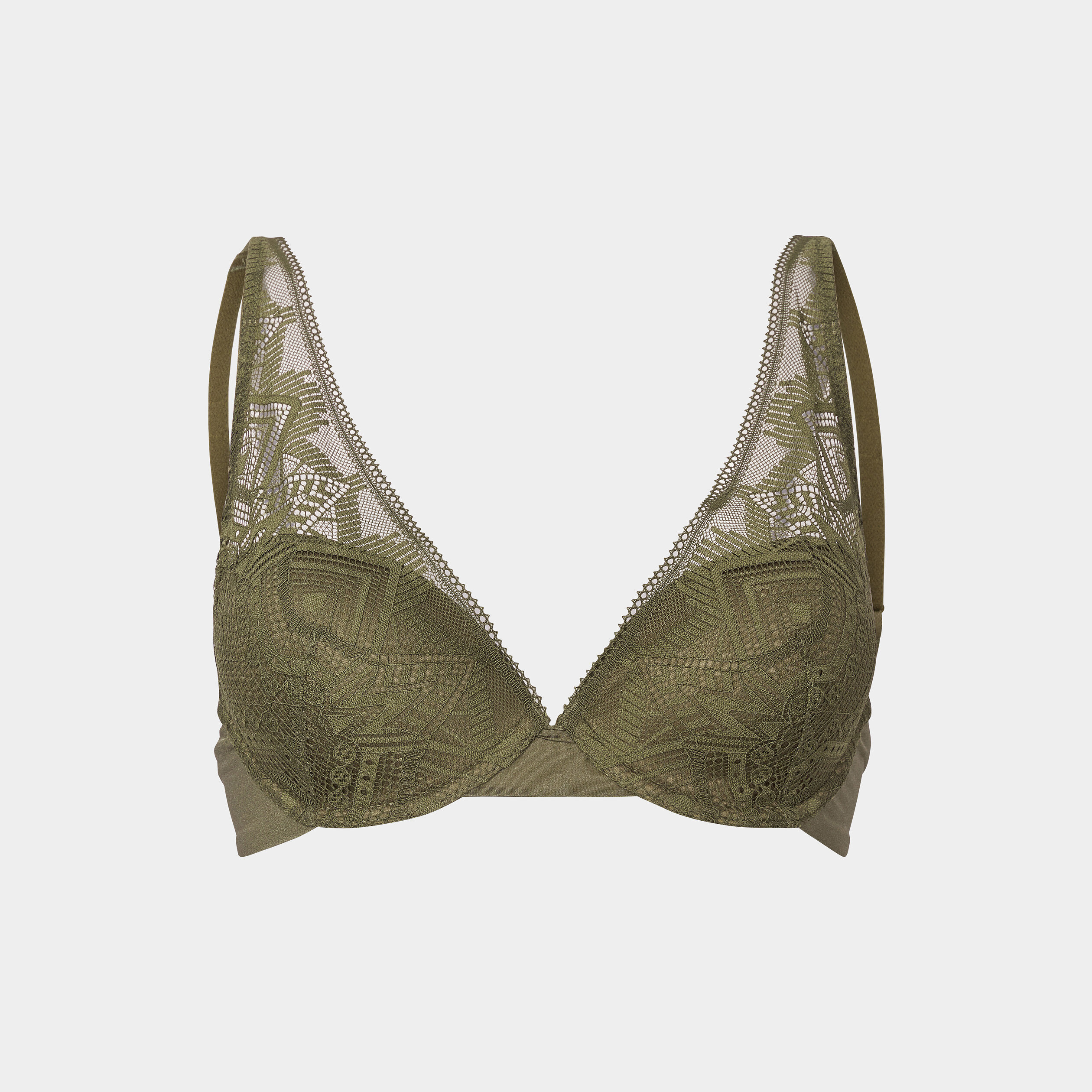 Soutien-gorge foulard dentelle à coques vert kaki femme | La Halle