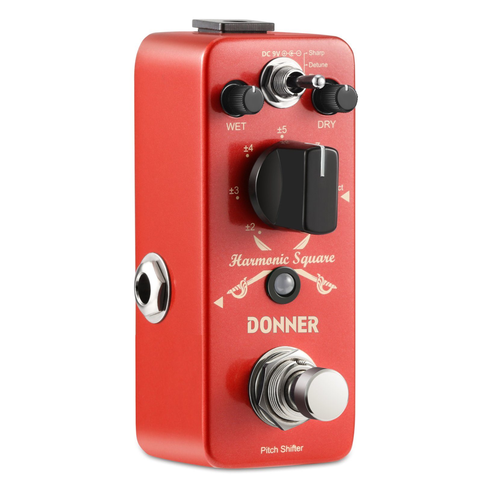 Donner E-Gitarre Oktav Gitarreneffektpedal Harmonic Square Digital Pedal, Ture Bypass, Pitch Shifter 7 Shift-Typen 3 Tonmodi Sharp Detune Flat
