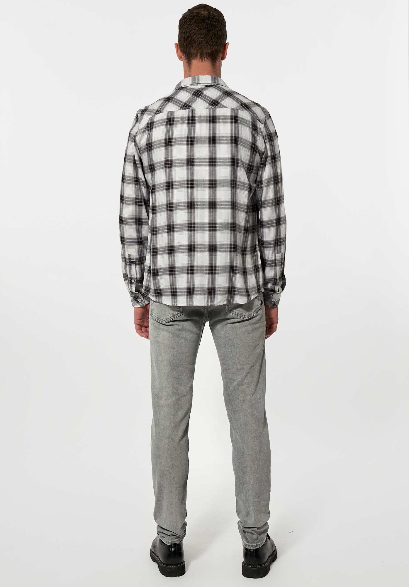 NATE   Chemise à carreaux noirs et blancs Homme