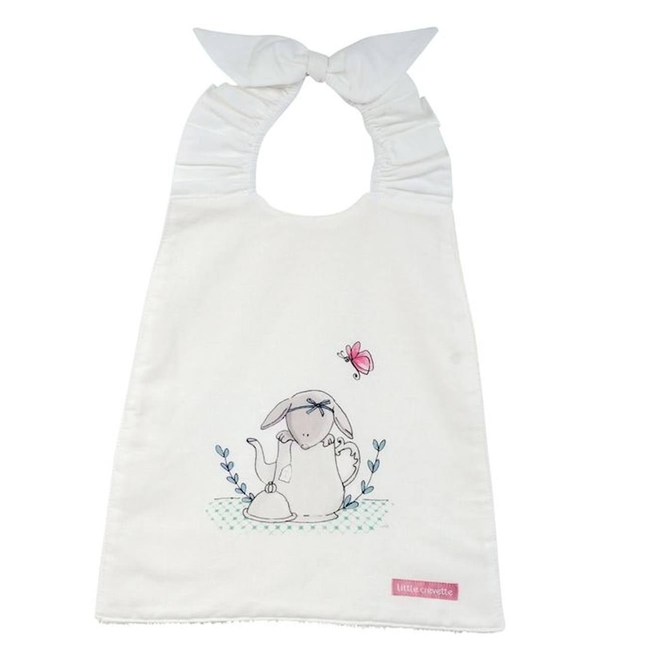 Bavoir élastiqué lin et coton bio* Garden Party beige