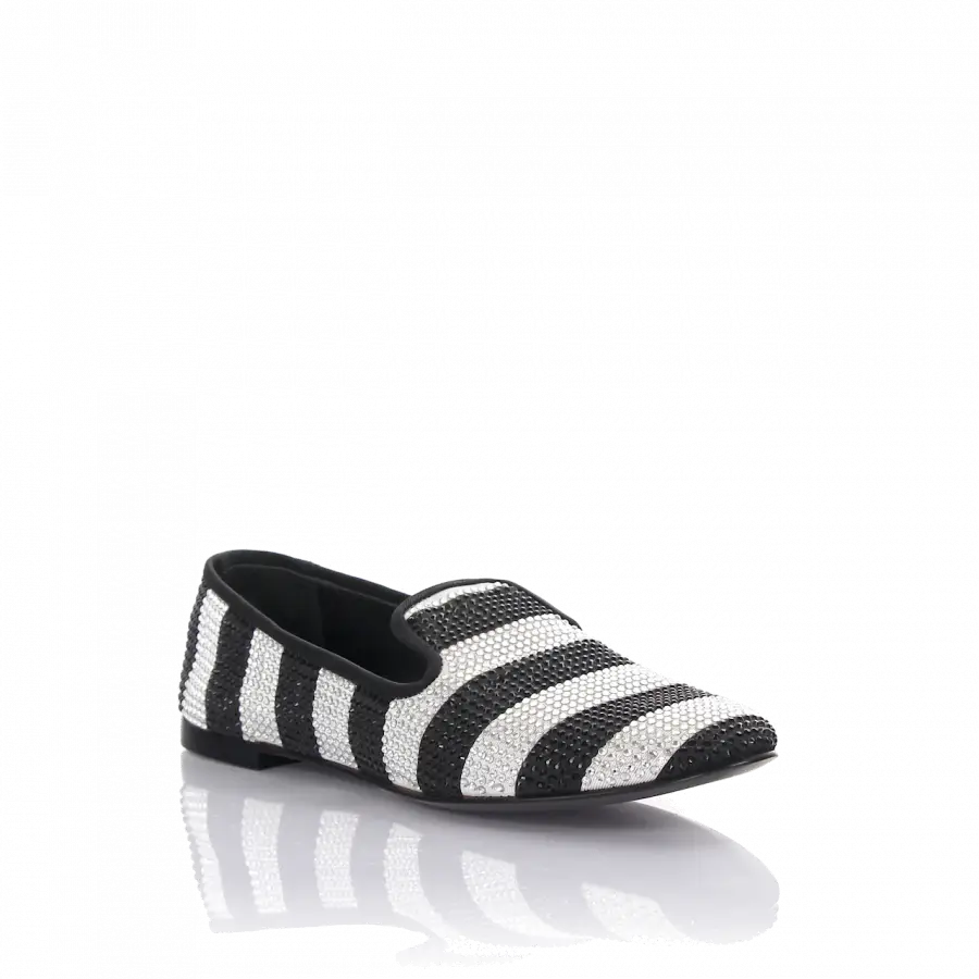 Giuseppe Zanotti - Slipper Textil Strass schwarz silber - schwarz