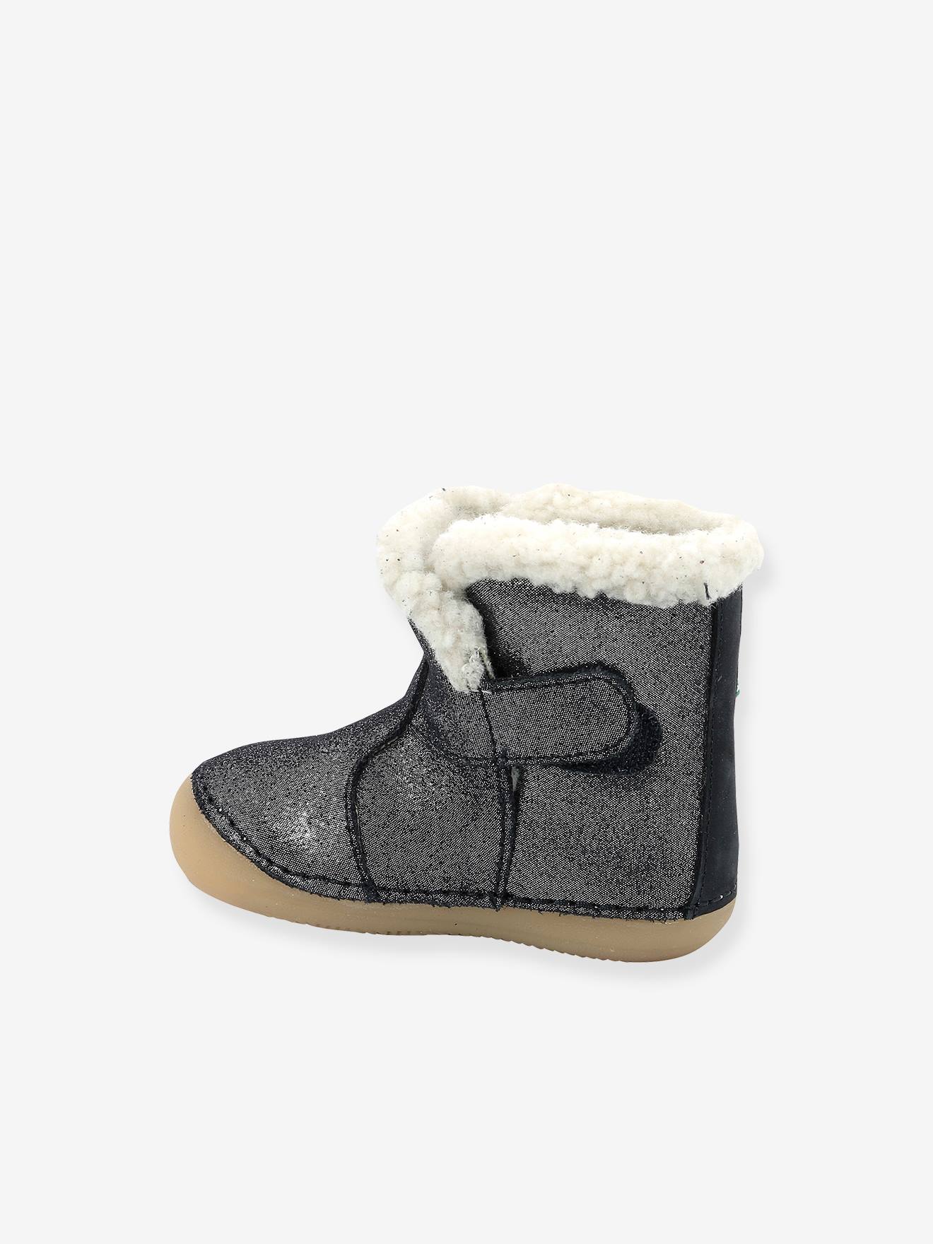 Boots fourrées cuir bébé mixte Sobooty KICKERS® 1ers pas marine