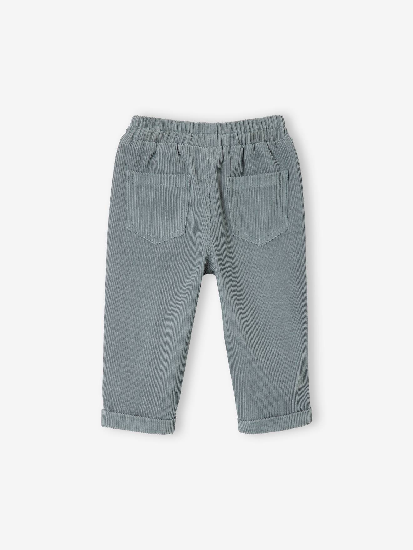 Pantalon bébé en velours côtelé bleu grisé