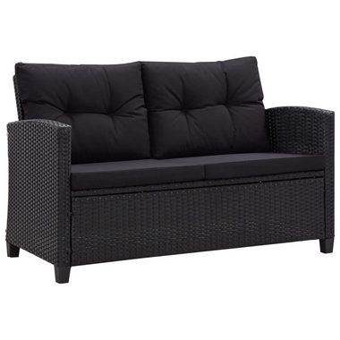 vidaXL Loungesofa 6-tlg. Garten-Sofagarnitur mit Auflagen Poly Rattan Schwarz, 6 Teile