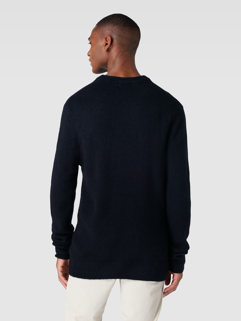 Strickpullover in melierter Optik in marineblau