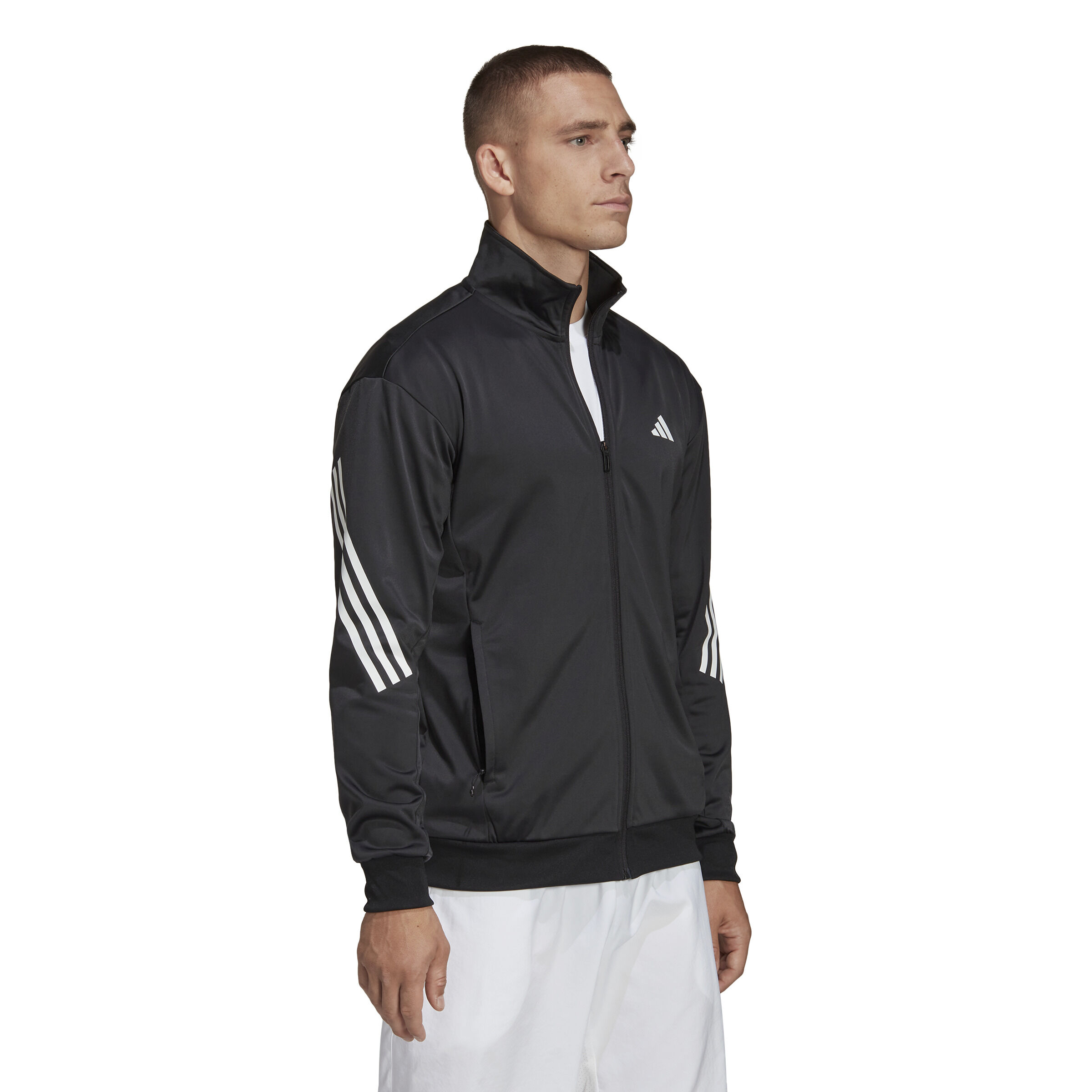 3-Stripes Knit Trainingsjacke Herren - Schwarz, Weiß