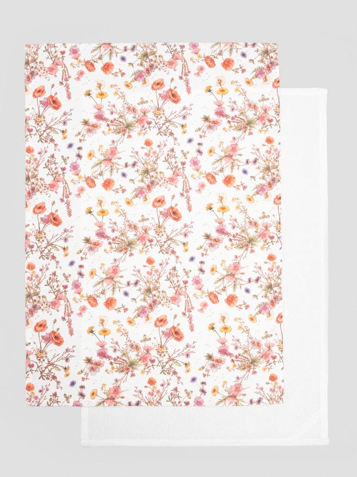 Homla 2er-Set: Geschirrtücher ''Meadow Flowers'' in Weiß/ Bunt - (L)65 x (B)45 cm günstig kaufen onesize
