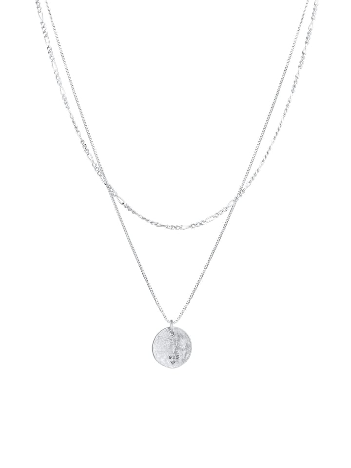 Elli Halskette 925 Sterling Silber Plättchen, Figaro in Silber günstig kaufen