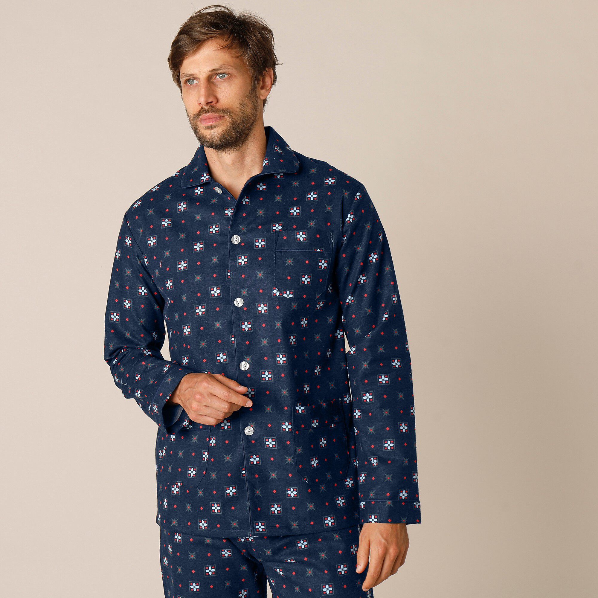 Pyjama boutonné imprimé flanelle