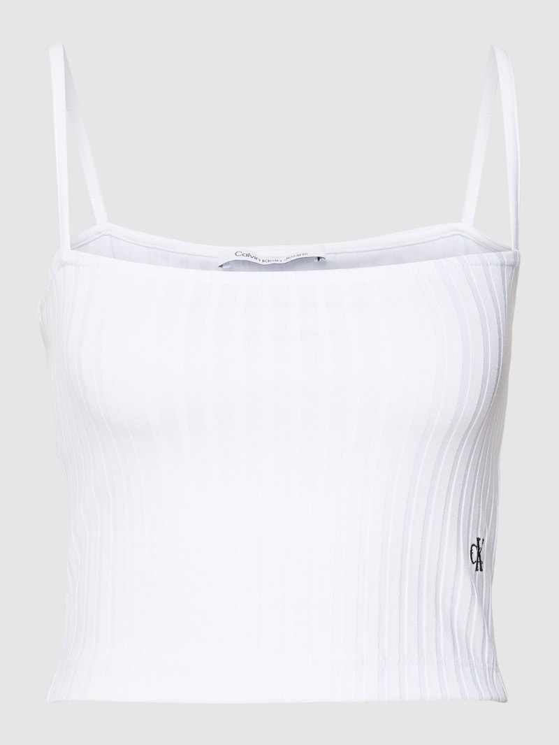 Crop Top im Ripp-Look in weiss