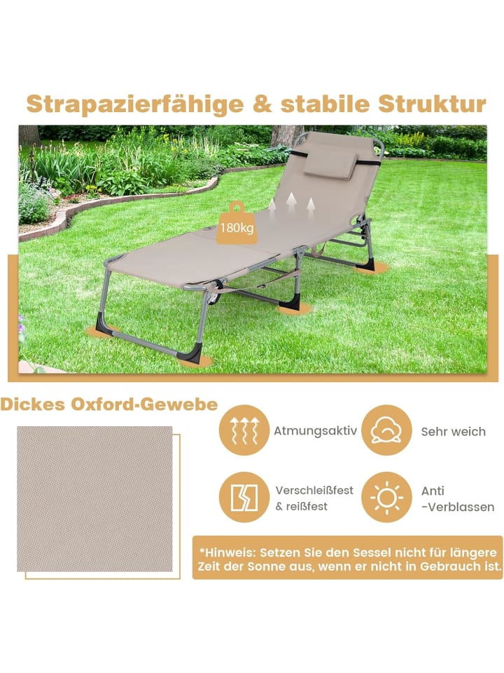 COSTWAY Sonnenliege mit Gesichtsöffnung in Sand günstig kaufen onesize